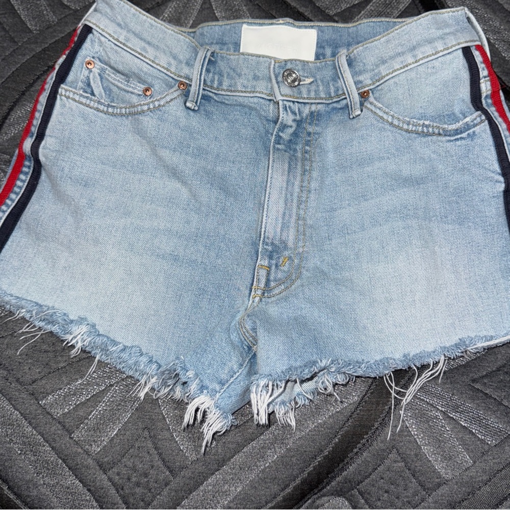 MOTHER Superior Denim Easy Does It Short Blue Thanks Again Racer Wash Size 27 - Picture 6 of 14